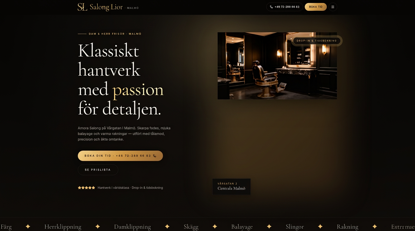 Webbplats för Salong Lior